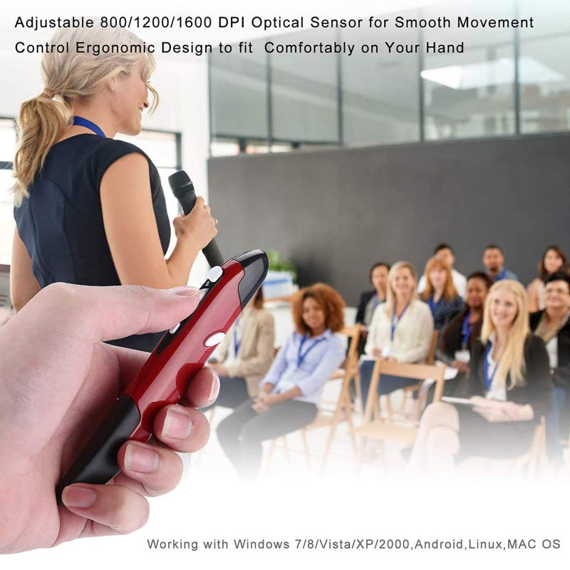 Lychee Wireless Optical Pocket Pen Mouse, 2.4GHz USB Wireless Optical Mini Air Mouse for PC Laptop Notebook Computer Mac (Red) - Image 4